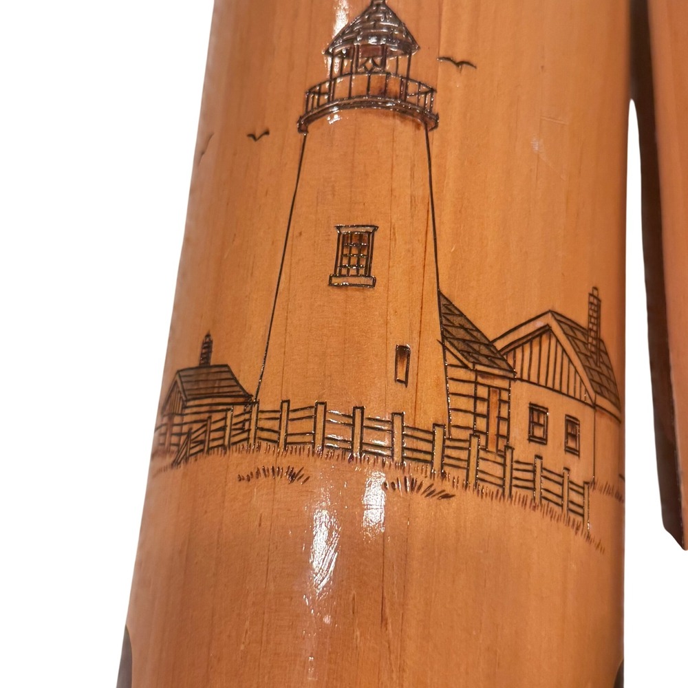 Vintage Hand Made Nautical Wood Buoy Decor Set Lighthouse Sailboat Maritime Art - Picture 4 of 10